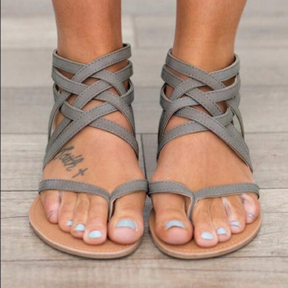 NWOT Gray Gladiator Style Sandals